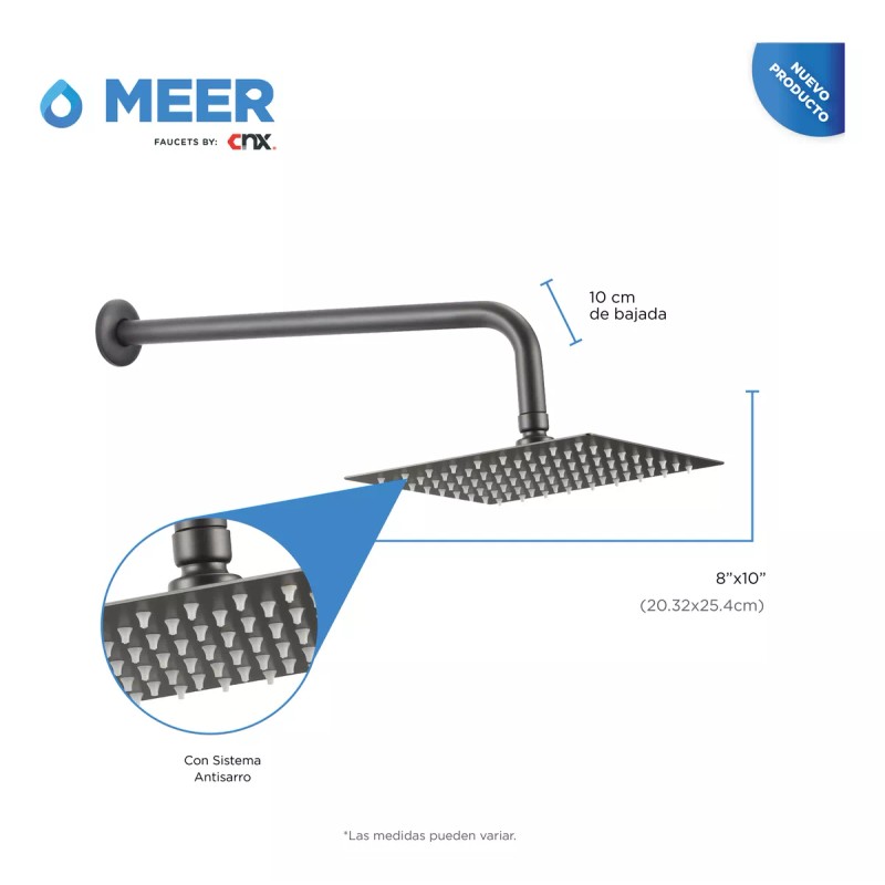 Cnx Kit De Regadera Negra Mutliposición Con Mezcladora