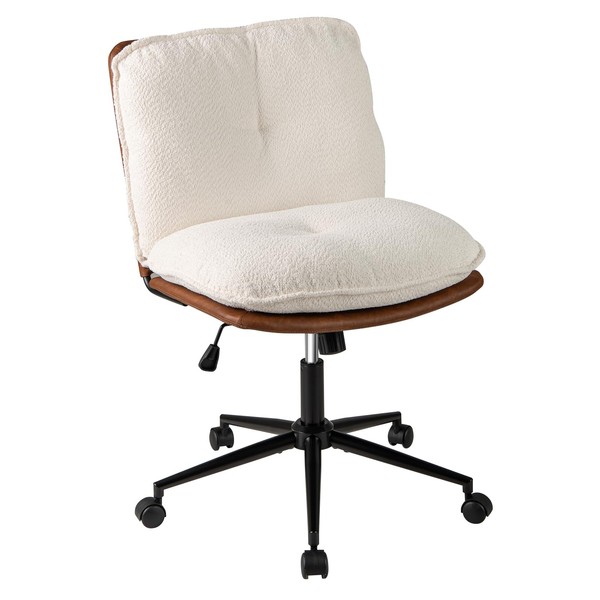 Giantex Armless Office Chair with Wheels, Faux Fur Desk Chair