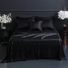 Bedorm Black Stripe Comforter Set 6 Pcs Satin Queen Comforter