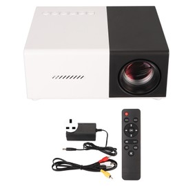 Mini Projector FHD 1080P HD Multimedia Interface USB AV Port Built in Stereo Speaker Low Noise Portable Projector for Outdoor Home Theater Movie White and Black UK Plug