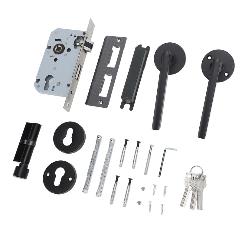 House Door Handle Lock Aluminum Black Antioxidant Coating Shock Resistance