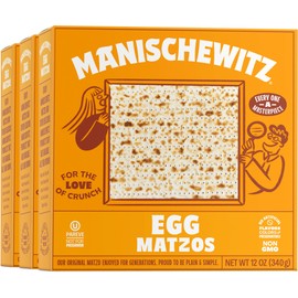 Manishewitz Egg Matzo 12oz (3 Pack) Kosher (Not For Passover), Thin, Crisp & Light Texture, Sodium Free, No Artificial Flavors, Colors or Ingredients,