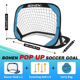 BOHEN Pop Up Soccer Goals for Kids-Foldable Portable Soccer Net for Outdoor Indoor Backyard Beach(3.3x2.2FT)