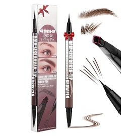 Erinde Lápiz Doble Punta para Cejas Líquido, Perfilador de Precisión a Prueba de Agua y Sudor, Duración Extrema, Diseño 2 en 1 con Cepillo Integrado, Crea Cejas Naturales y Definidas,W01 Marrón oscuro