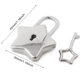 Honbay Mini Silver Tone Cute Star Shaped Padlock with Key for Jewelry Box, Purse, Handbag, Cabinet, Treasure Chest, Luggage, Letter Box, Diary, etc