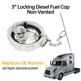 3" Locking Diesel Fuel Cap for Volvo VN VNL Series & Mack Trucks ultra Low Sulfur Fuel Tanks or PNG tanks 2010 & later, Diesel Fuel Cap Non-Vented Replaces OE 20770691 20511590 S23949