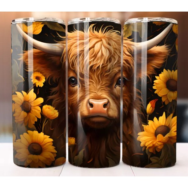 Handmade Baby Highland Cow Tumbler 20oz Cup Mug 20oz Lid