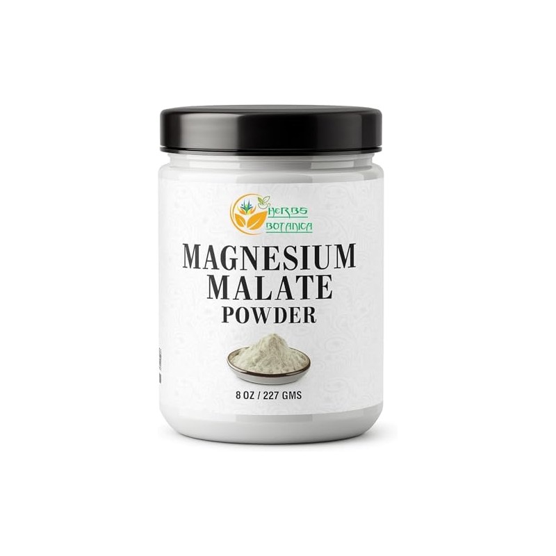 Herbs Botanica Magnesium Malate Powder Unflavored 8 oz 227 GMS