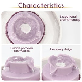 Lawfery Ceramic Cat Water Fountain, 2.1L/71oz Cat Fountain with 3 Carbon Filters and 2 Water Pumps, Cupcake Pet Water Fountain for Cats and Dogs (Purple)