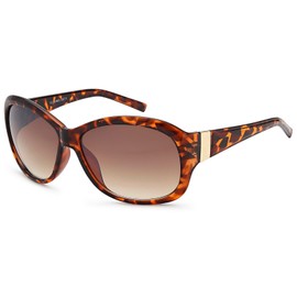styleBREAKER butterfly-shaped sunglasses with metal embellishment on the legs, gradient lens, ladies 09020062, color:Demi Brown Frame / Brown Gradient Glass