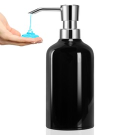 UHEY HOME Ceramic Black Soap Dispenser Bathroom, 16.9oz Hand Soap Dispenser for Kitchen, Hotel