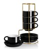 Sweejar Porcelain Espresso Cups with Saucers, 4 Ounce Stackable Cappuccino