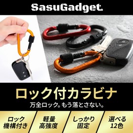 SasuGadget Lock Carabiner, Small Lightweight Keychain for Outdoor Camping Fishing Worksite Pouch Key Ring, Black