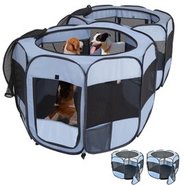 2-in-1 XLarge Cat Playpen, Detachable into 2 Separate Playpens with Additional 2 Doors, Portable Dog Playpen Cat Tent Enclosure for Kitten and Puppy Indoor Outdoor Use(L)