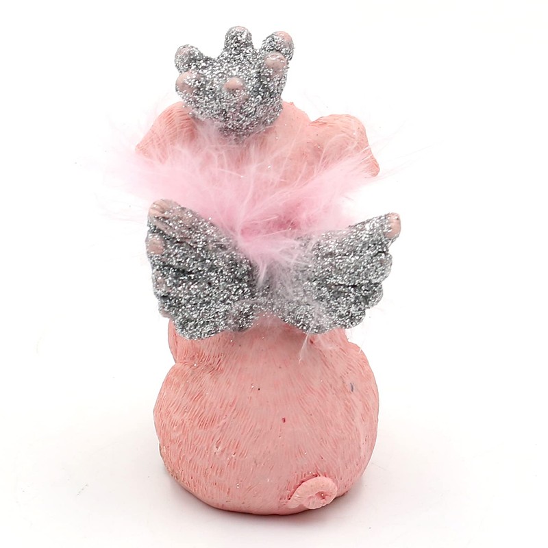 Dekohelden24 Ceramic Decorative Pigs with Crown and Glitter Set of