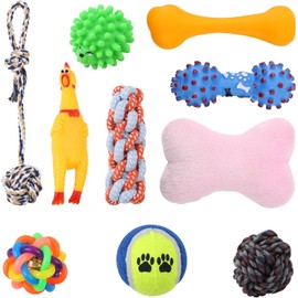 Juguetes para Perro 10 Piezas, Juguete Mordedera para Limpieza Dental, Interactivo para Perros Pequeños y Medianos, Cuerda Pelota para Masticar y Aliviar Ansiedad en Cachorros