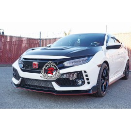 BaysonR Fits 17-21 Honda Civic Type-R FK8 Open Mesh Fog Light Grill Covers (Gloss Black)