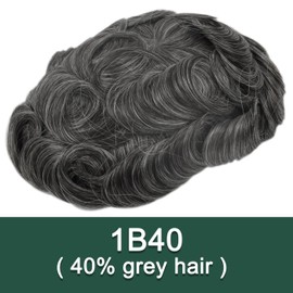 Ehairc Mens Toupee French Lace Pu Front Hair System For Men Breathable Toupee For Men 100% Human Hair 120% Medium Density Base Size 6X8 Inch (#1B40)