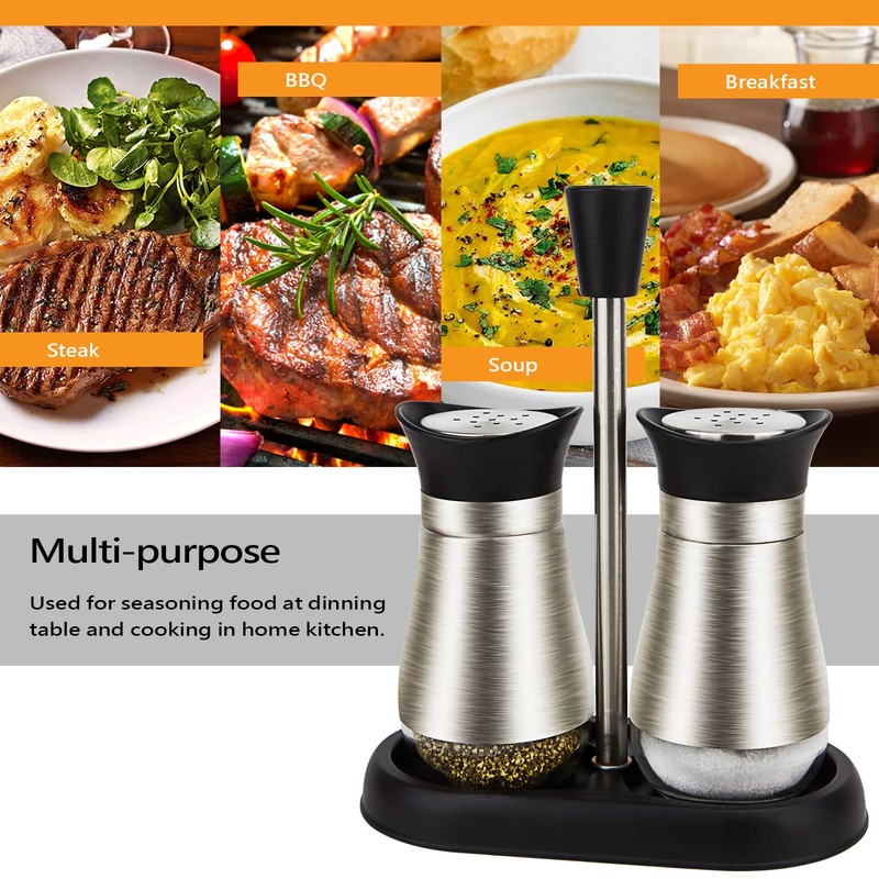 Evelyne 2-Piece Set Salt & Pepper Glass Shaker Stainless Steel