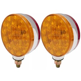ProLED 4" Round Double Face Fender Pedestal Mount Red/Amber Turn Signal Lights 34 LED's