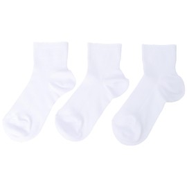 Atsugi LH50083 Rib Socks, Women's Half Mini Length, Cotton Blend, 3 Pairs, white