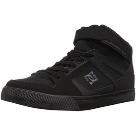 DC boys Pure High Top Ev With Ankle Strap and Elastic Laces Skate Shoe, Black/Black/Black, 13.5 Little Kid US