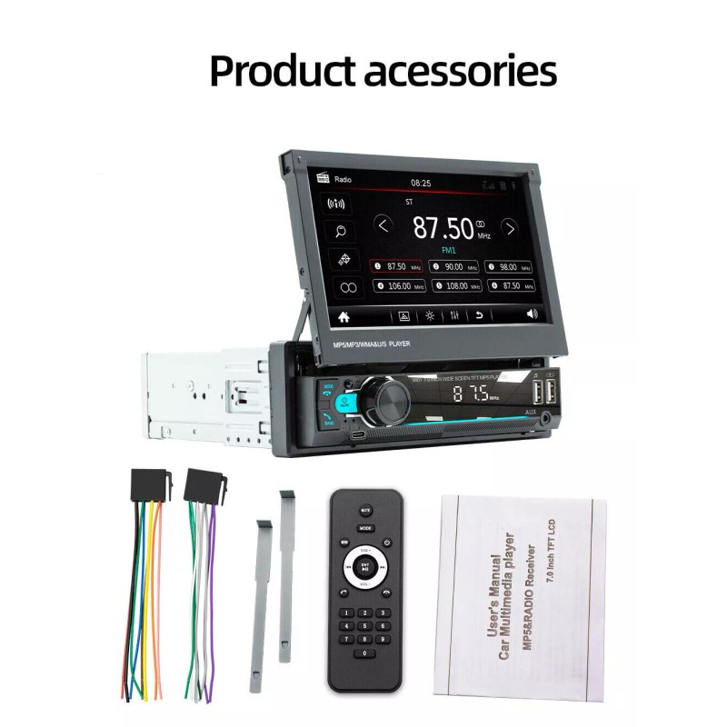 ESSGOO 7" Single DIN Car Stereo Flip Out MP5 Player