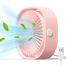 Simpeak USB Fan, Mini USB Table Fan, Small Fan Quiet, 3 Speed 360 Degree Rotation, Desk Fan for Office, Camping, Picnics, Trips - Pink