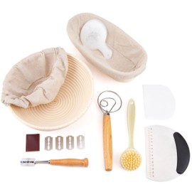 Cartman Sourdough Proofing Basket Gift Set, Round 10" & Oval 11" Banneton, Sourdough Starter Kit,Banneton Bread Proofing Basket Set of 2, Bread Making Supplies Tools