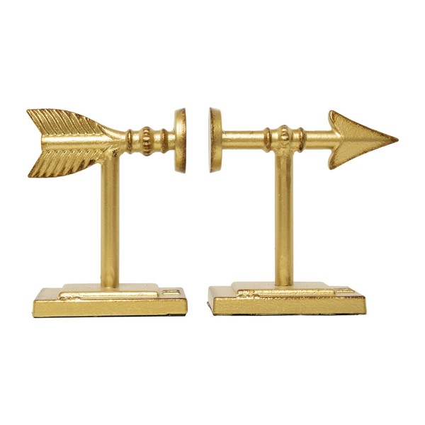 Creative Co-Op Gold Arrow Shaped Cast Iron Bookends (Set of 2 Pieces)