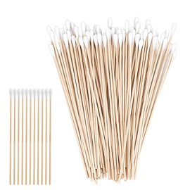 FERCAISH 200 PCS Long Cotton Buds, 15 cm Wooden Handle Cotton Swabs, Single Head Earbuds Cotton Swabs, for Cleaning, Makeup, Polishing Jewelry, Arts and Crafts