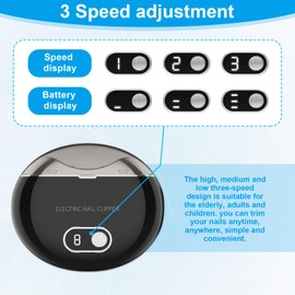 Electric Nail Clippers,Electric Nail Clippers for Toenails,Portable Electric Nail File for Thick Toe Nails,Electric Toenail Clippers with LCD Digital Display,3 Speeds,Suitable for Babies,Elders