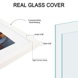SZYUU 5x7 Picture Frame Set of 4 - Real Glass,Display Pictures 4x6 with Mat or 5x7 Without Mat,Photo Frames Table Top Display & Wall Mounting,White