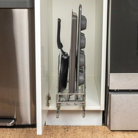 Household Essentials Glidez Multipurpose Chrome-Plated Steel Pull-Out/Slide-Out Storage Organizer for Cookware and Bakeware - Fits Standard Size Cabinet or Shelf, Chrome
