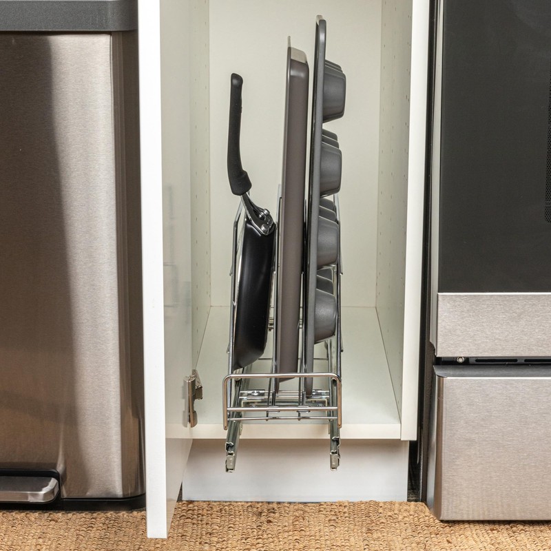 Household Essentials Glidez Multipurpose Chrome-Plated Steel Pull-Out/Slide-Out Storage Organizer for