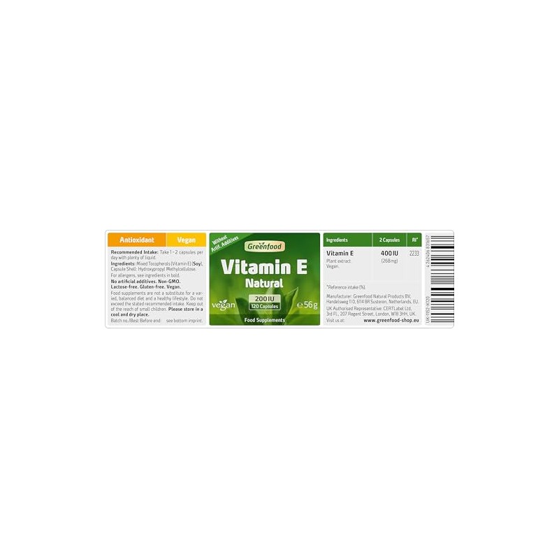 Vitamin E, 200 IU, Vegan, 120 Capsules - Protects Against