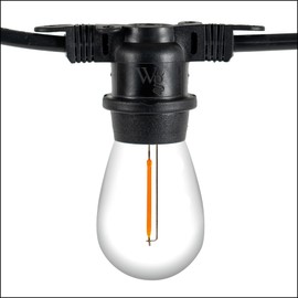 Wintergreen Lighting 15ft S14 Shatterproof Outdoor String Lights, 10 Edison Bulbs Dimmable LED Commercial Grade String Lights, Connectable, Black SJTW Wire