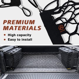 Muslogy Truck Bed Cargo Net Compatible with Nissan Titan 2017-2024 Accessories Bed Storage Net Cargo Organizer Pickup Truck Bed Envelope Style Cargo Net with Heavy Duty Carabiners
