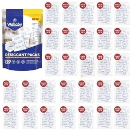 Wallaby 2 gram (350 Packets) Food Safe Pure White Silica Gel Desiccant Dehumidifier Pack