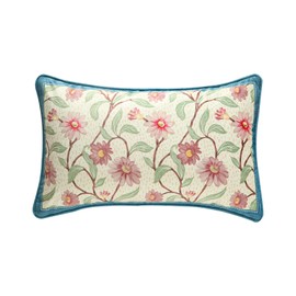 patdrea Designer Rectangle French Country Velvet Throw Pillow Cover 12x20 inches,Elegant Blue Pink Floral Pattern,Decorative Lumbar Pillowcases Cushion for Bed Living Room Outdoor