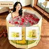 Genrenyen Portable Step-In Round Bathtub for Adults No Installation 31.5"L