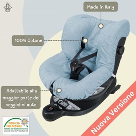 Babysanity® Universal Car Seat Covers Made of Foam 0/18 kg Cotton 100% Cotton Washable Made in Italy Light Blue