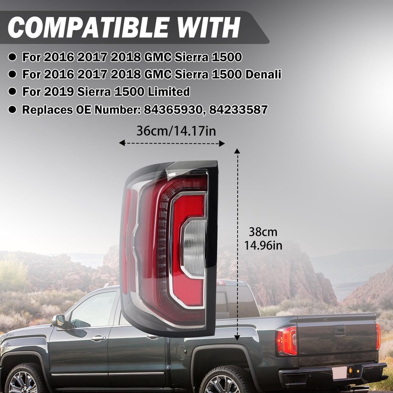 Clidr LED Tail Light Assembly for 2016 2017 2018 GMC