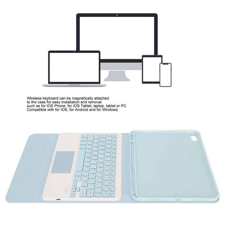 Tablet Case with Magnetic Keyboard Pencil Holder Touchpad for IOS
