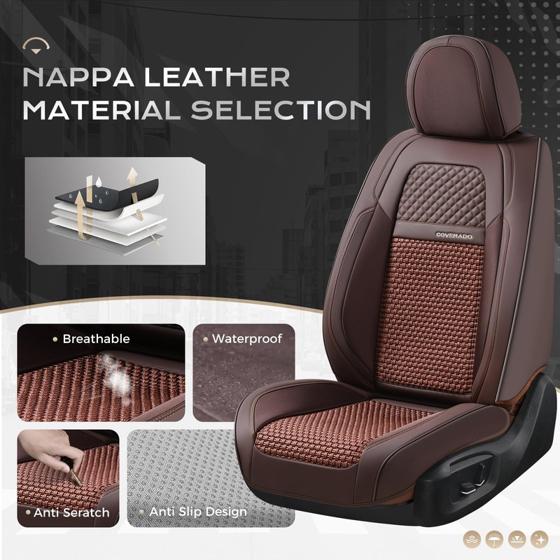 Coverado Leather Seat Cover Front, Universal Covers for Cars, Waterproof