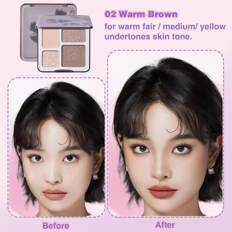 Lilyloria 릴리로리아 페이스 하이라이트 컨투어 쉐이딩 팔레트 오래 지속되는 쉬머
