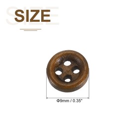 uxcell 50Pcs Wooden Buttons, 9mm(3/8") 4 Hole Round Wood Sewing Button Craft Flatback for Sewing DIY Craft Clothing, Brown