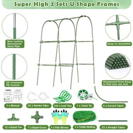 Cucumber Trellis for Raised Bed, Garden Arch Trellis for Climbing Plants Outdoor, Metal Garden Trellis for Vegetables, Cucumber Trellis for Tomato, Bean, Pea, Grape, Plant, Squash