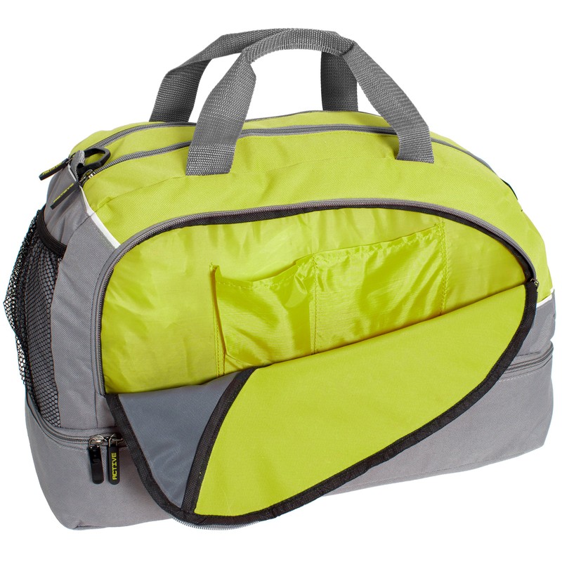 BRUBAKER Small Sports Duffel Bag Gym Bag Grey Green