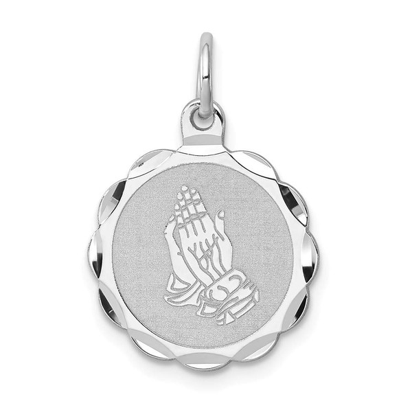 Saris and Things 925 Sterling Silver Praying Hands Disc Charm